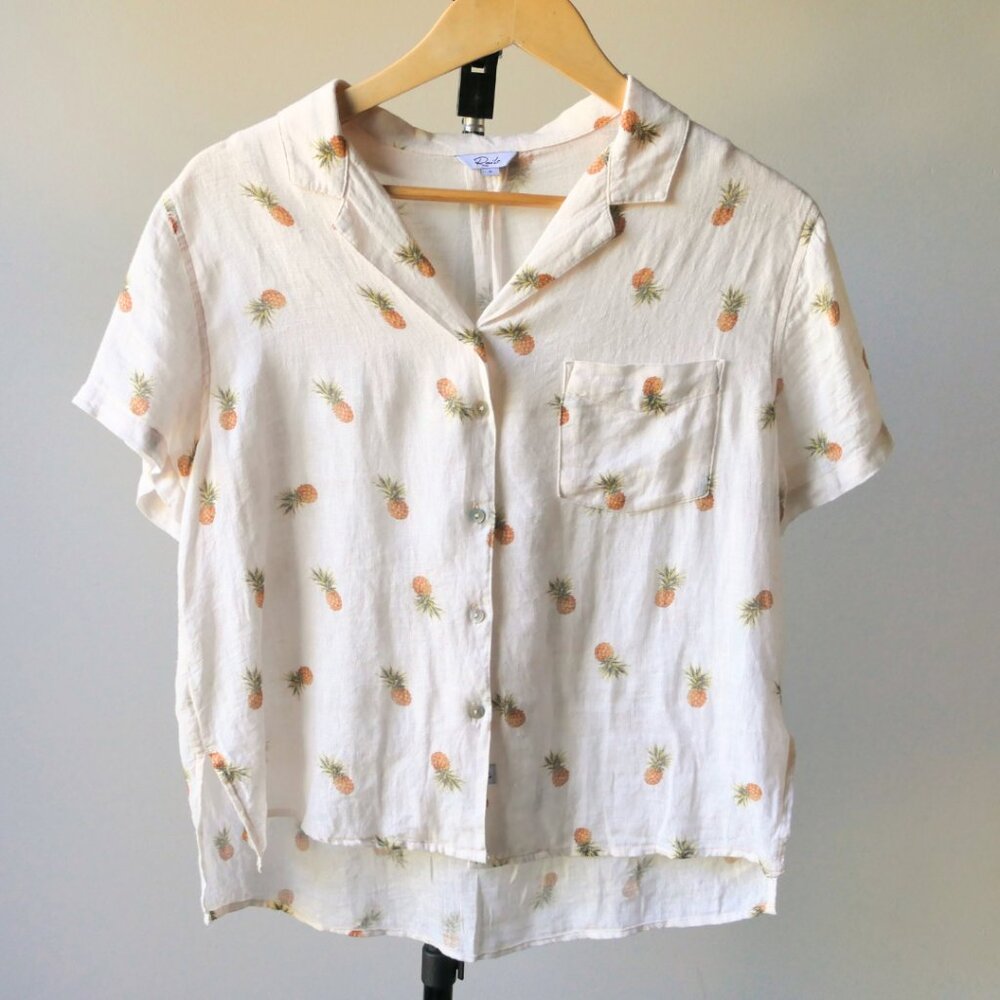 Rails S Linen Pineapple Button Down Blouse - image 4